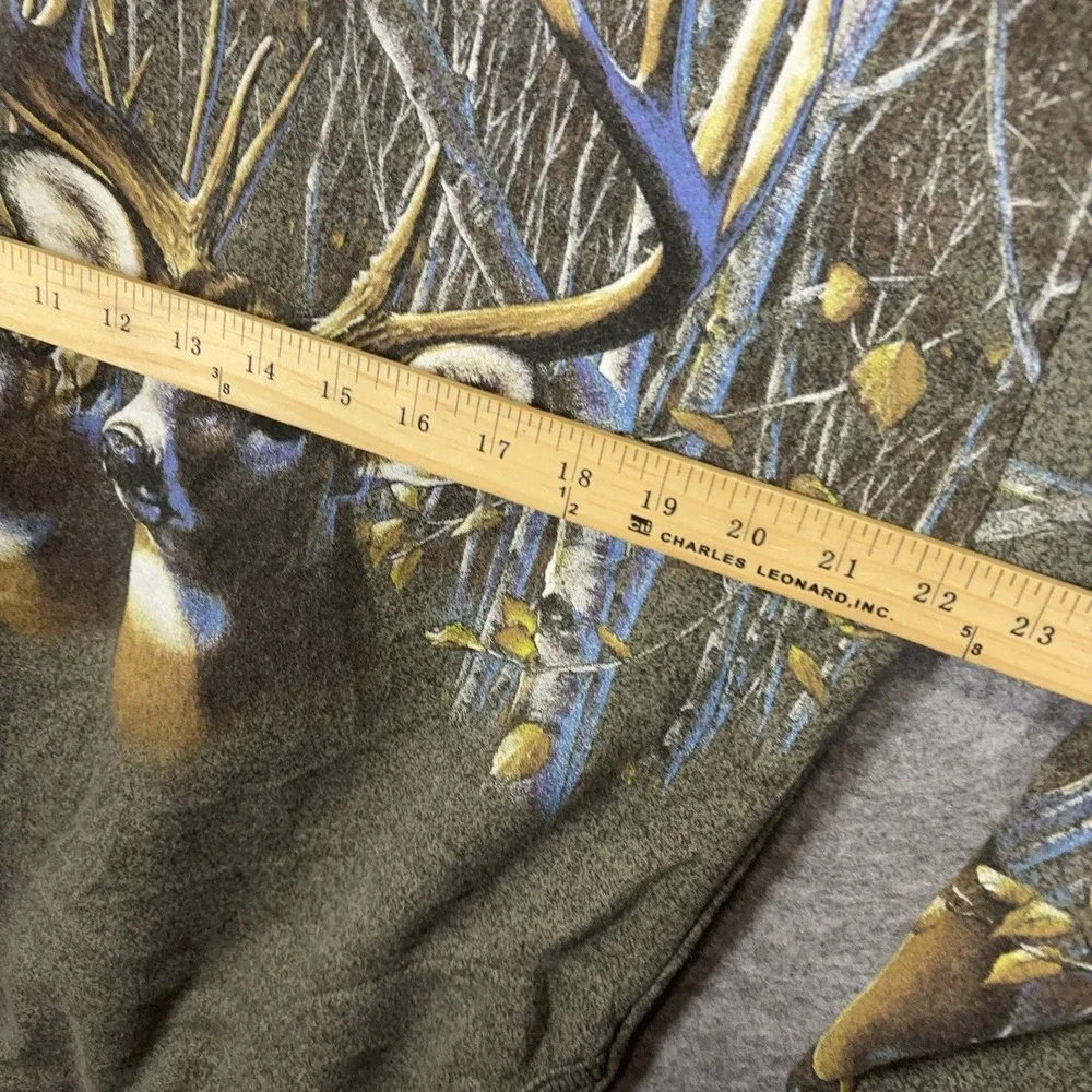Forest Glen Apparel Henley Sweater Mens Sz L Green Deer Print USA VTG